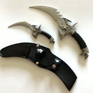 Ace Martial Arts Supply Draco Twin Fantasy Dagger Set, Silver Stainless China